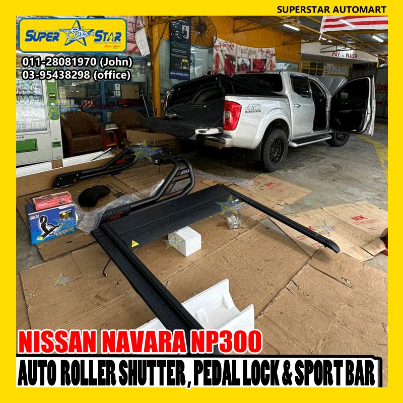 NISSAN NAVARA NP300 AUTO ROLLER SHUTTER , PEDAL LOCK , SPORT BAR 2