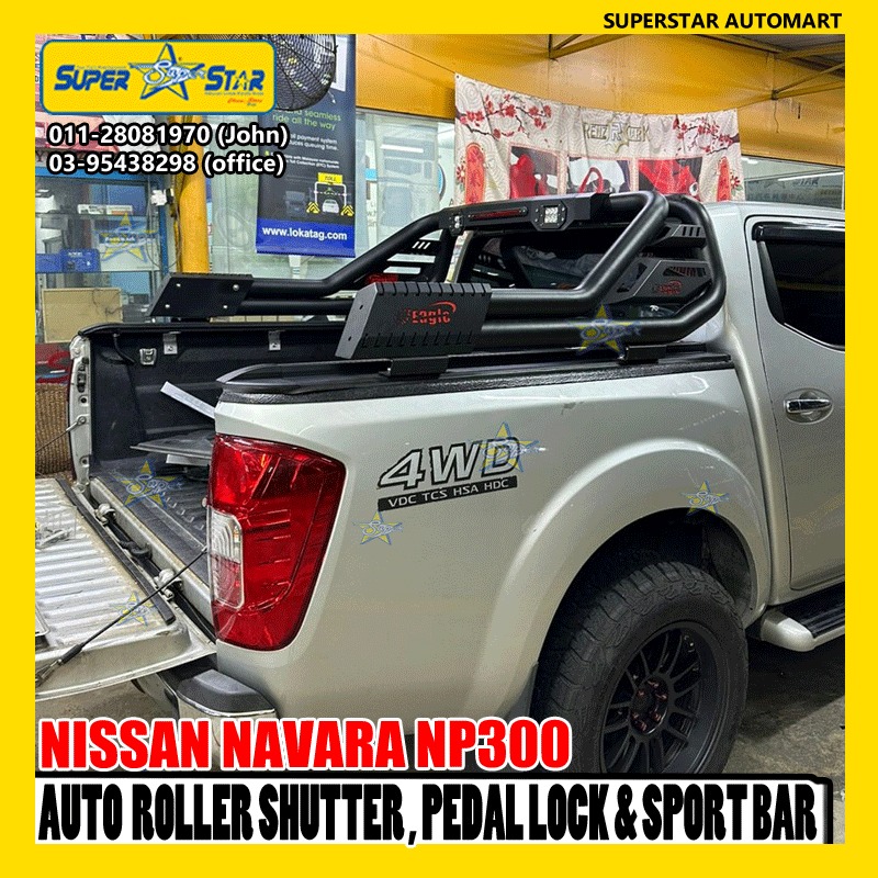 NISSAN NAVARA NP300 AUTO ROLLER SHUTTER , PEDAL LOCK , SPORT BAR 3